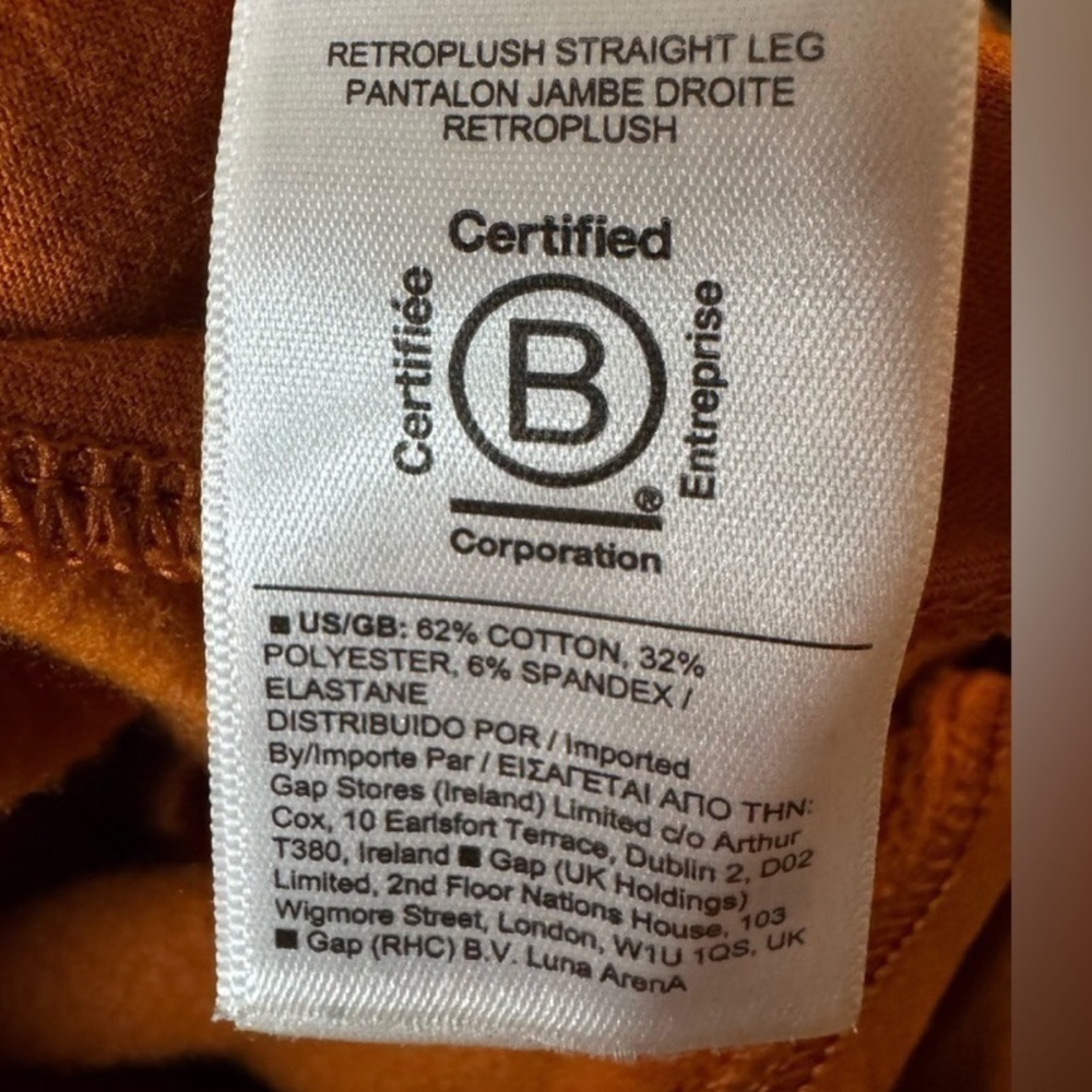 Athleta Retroplush Straight Leg Pant Size large Orange Zip pockets - Picture 6 of 6
